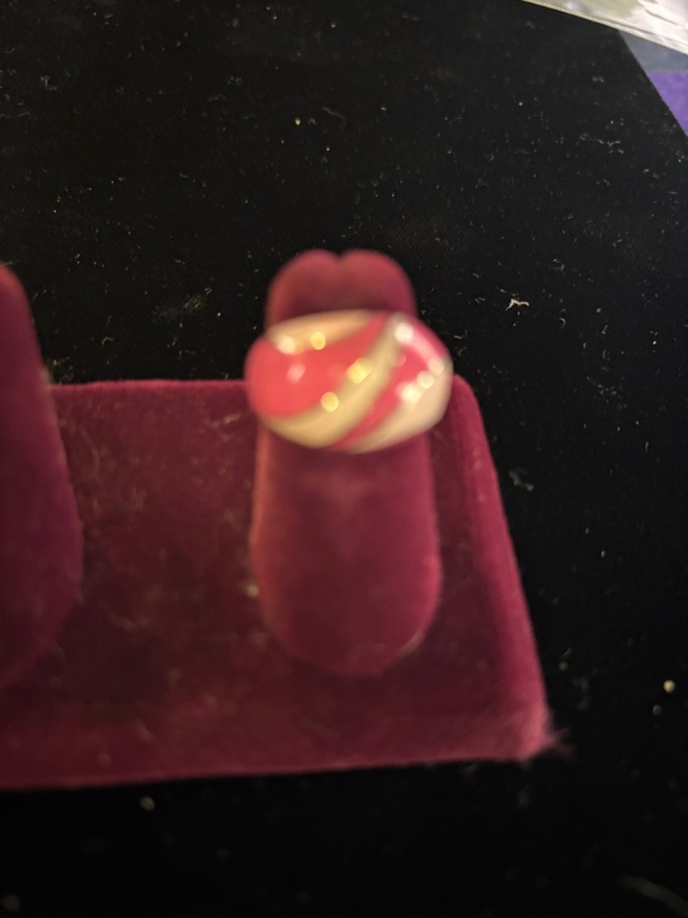 Pink and Ivory Swirl Glass Ring